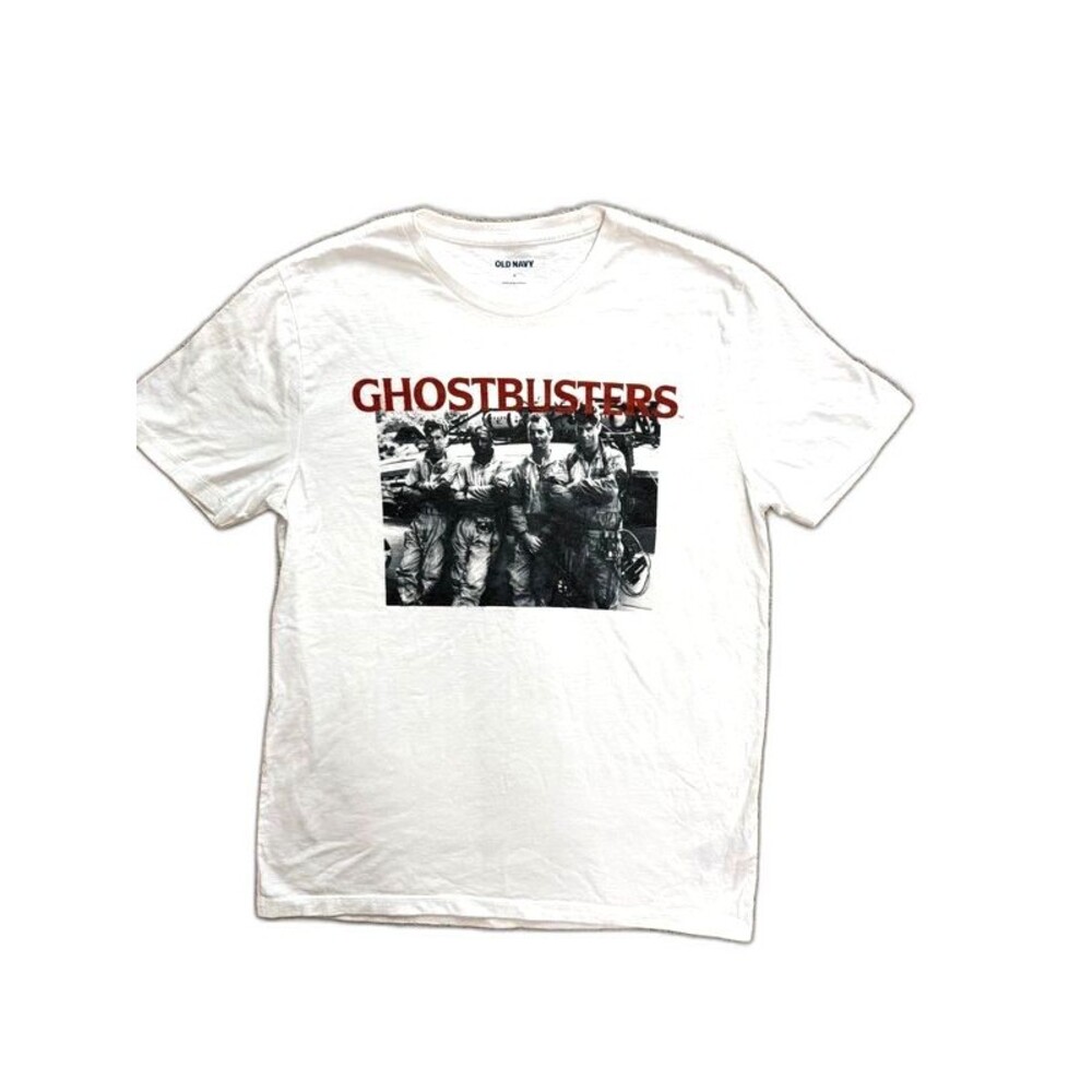 Old Navy Ghostbusters Graphic T-Shirt Adult Small Movie Cast Short Sleeve White